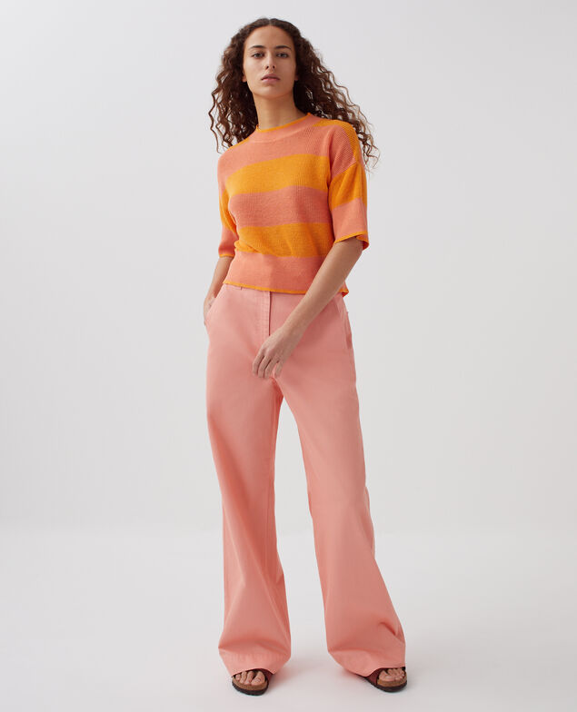 Short-sleeve cropped linen jumper H230 large sheen