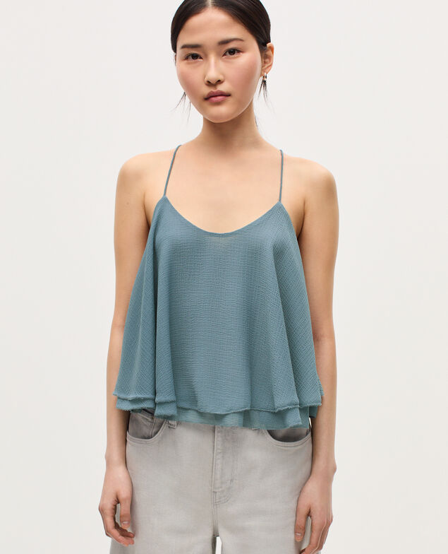 Muslin cross-back top K631 blue lake