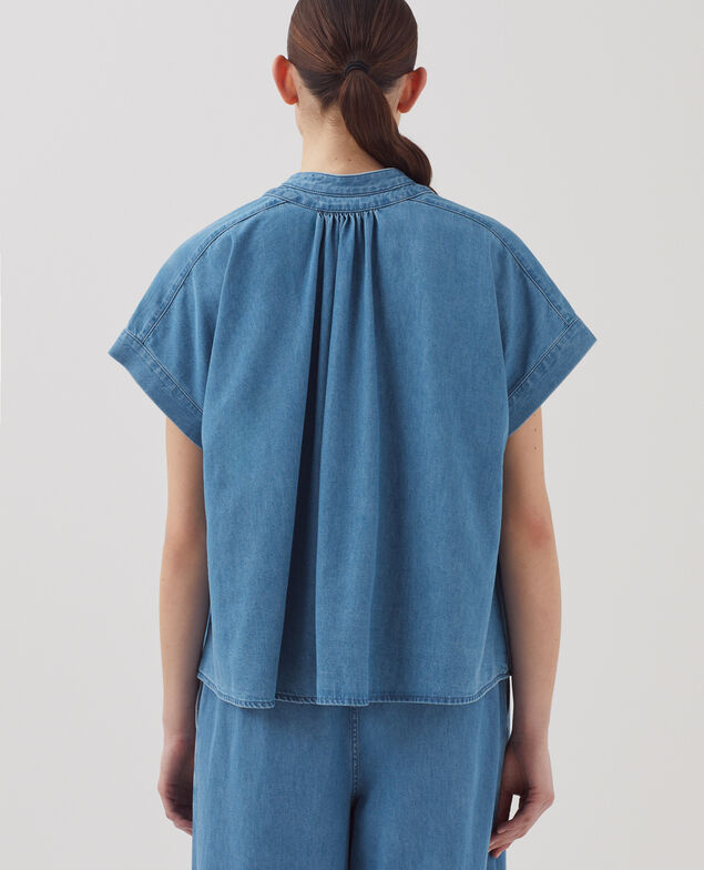 Oversize cotton shirt J630 blue wash