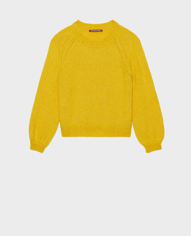 Loose boatneck wool jumper Lemon curry