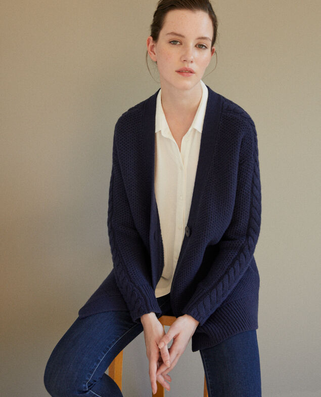 Cardigan with braiding details Blue