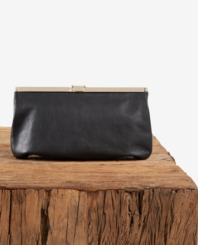 Leather clutch bag Noir