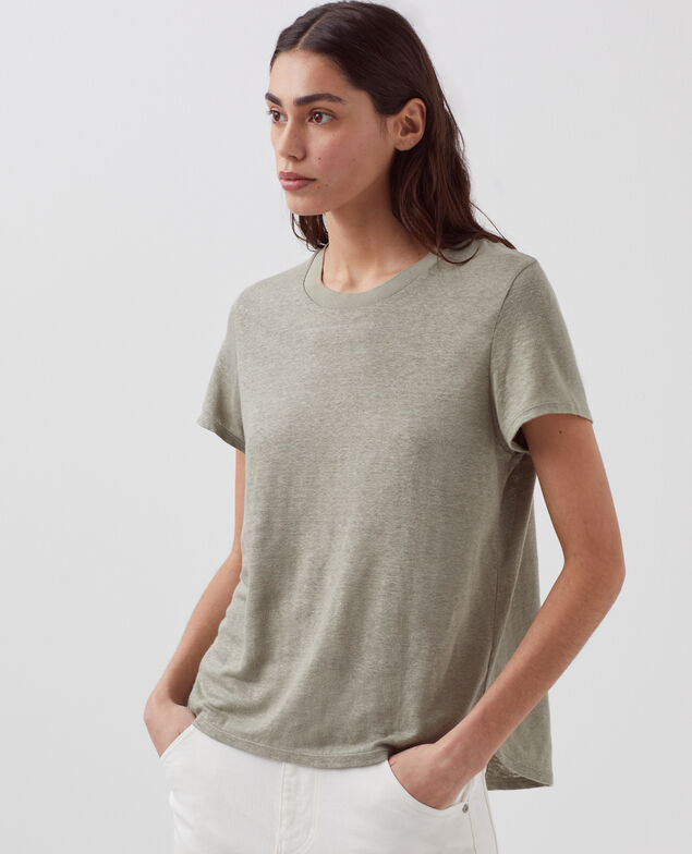 AMANDINE - linen round neck t-shirt H050 vetiver