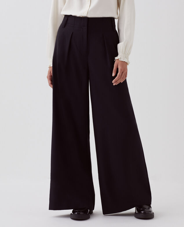 YVONNE - Pleated wide leg trousers H091 black beauty
