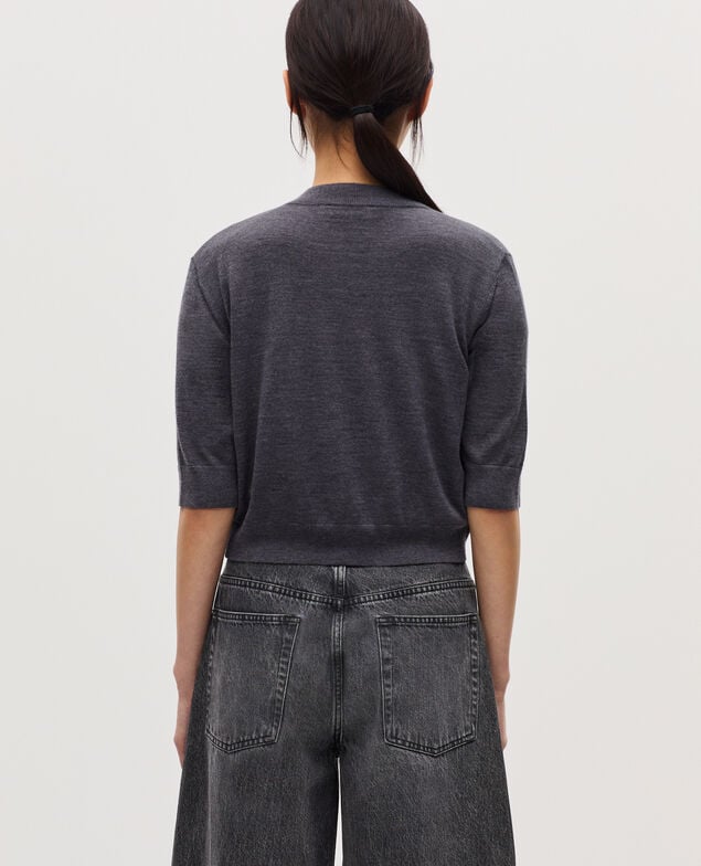 Merino wool and silk cardigan K071 rabbit gray