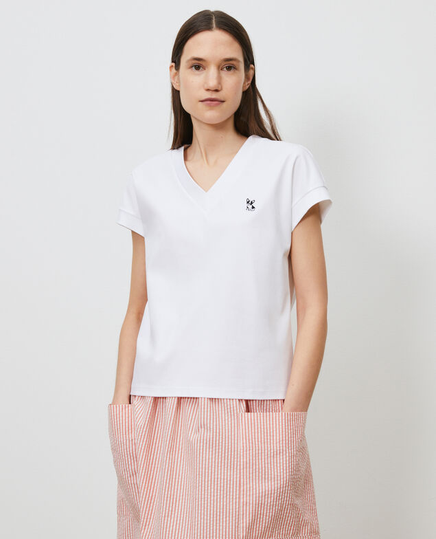 Organic cotton V-neck t-shirt Optical white