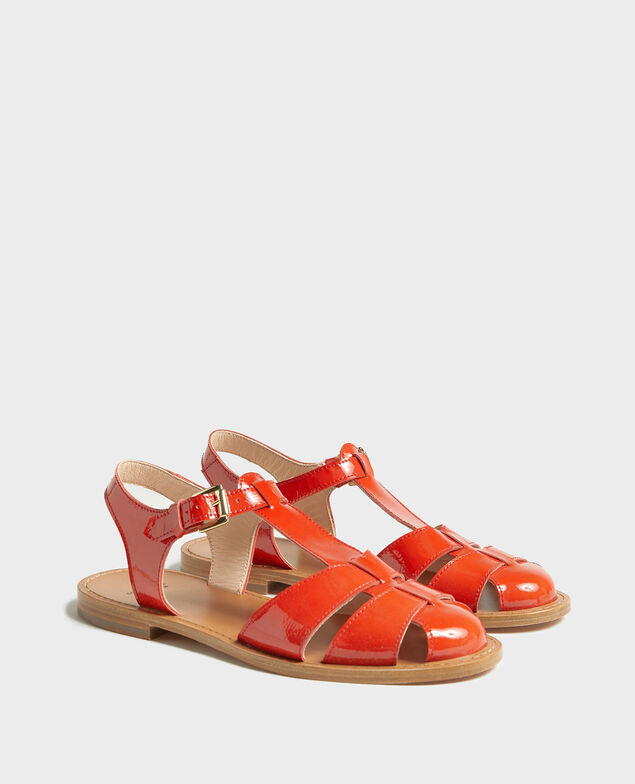 Patent leather sandals Fiery red
