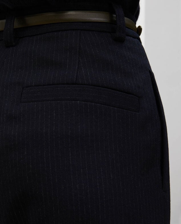 High waisted wide wool trousers YVONNE Stripes night sky