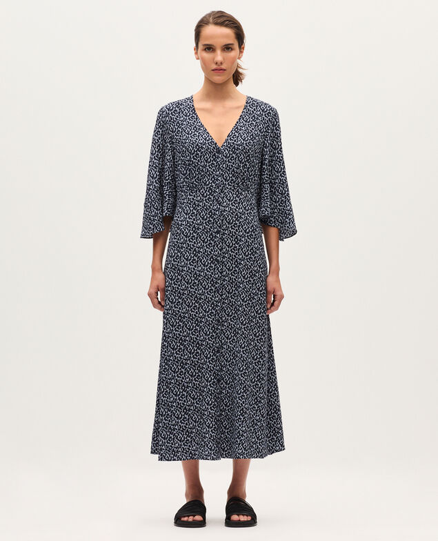 Silky midi dress K621 leo blue