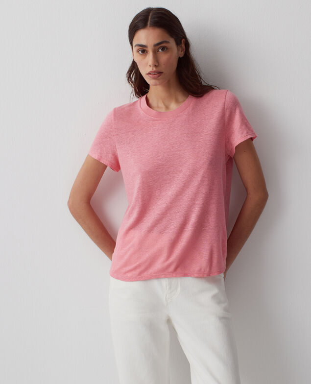 AMANDINE - linen round neck t-shirt H110 lantana