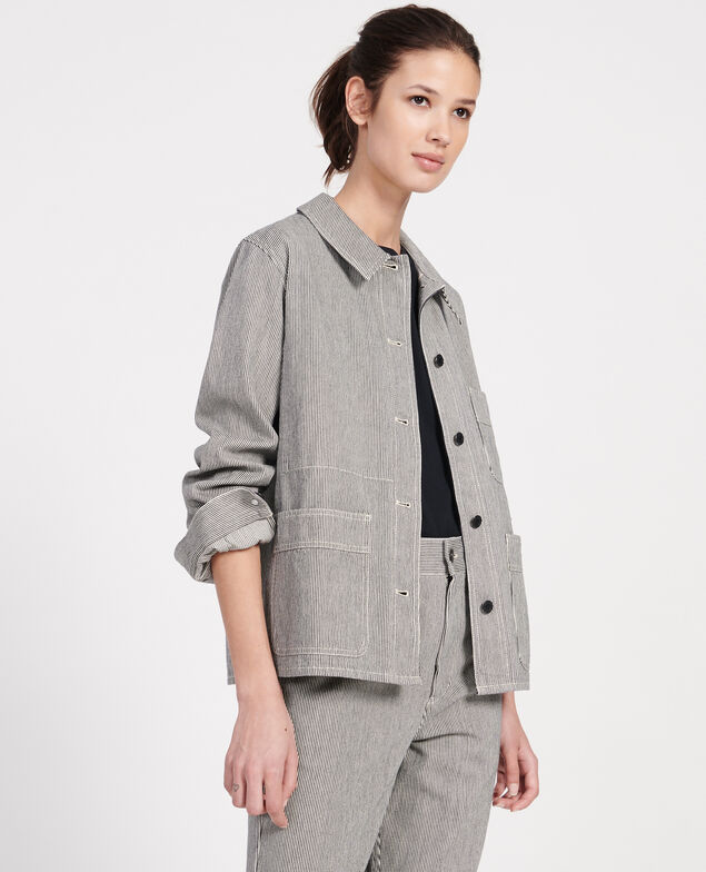 Cotton work jacket Denim stripes