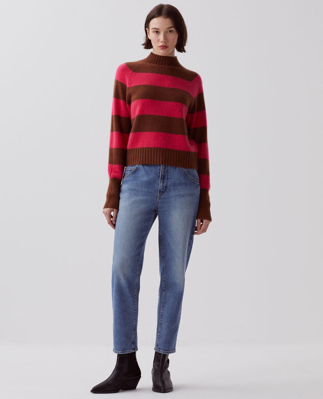 Cashmere polo neck jumper I122 st pink emperador