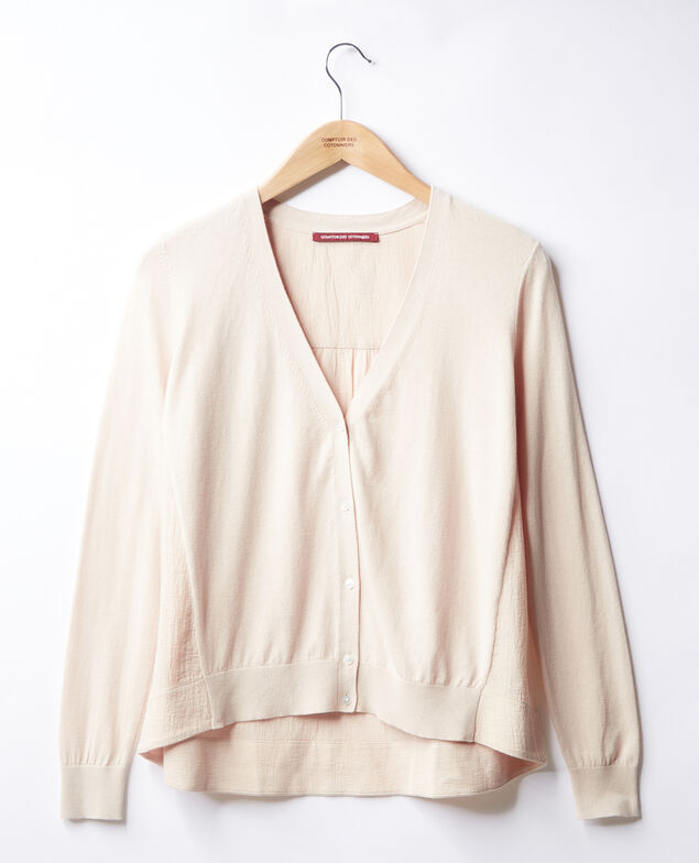 Bimaterial cardigan Biscuit