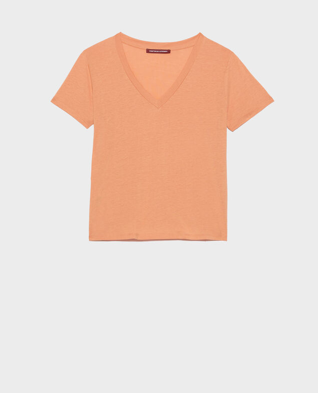 LÉA - Loose V-neck t-shirt 37 brown
