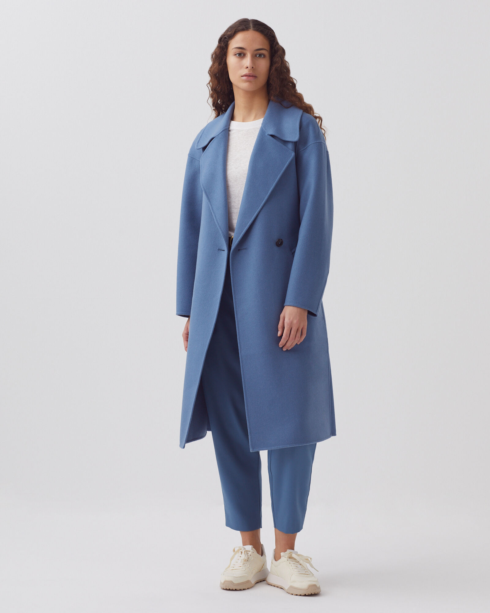 【新品】MANOF WOOL BEAVER 3WAY COAT Double-faced wool and cashmere pea coat lt blue infinity