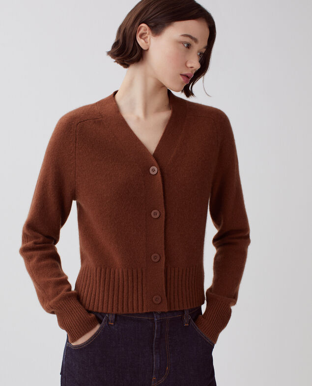 Cashmere cardigan I370 emperador coffee