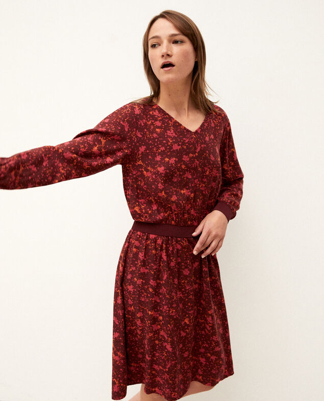 Dress with elasticated waistband Red