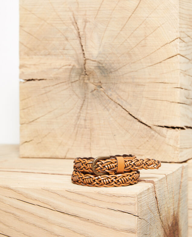 Braided leather belt Glazed ginger
