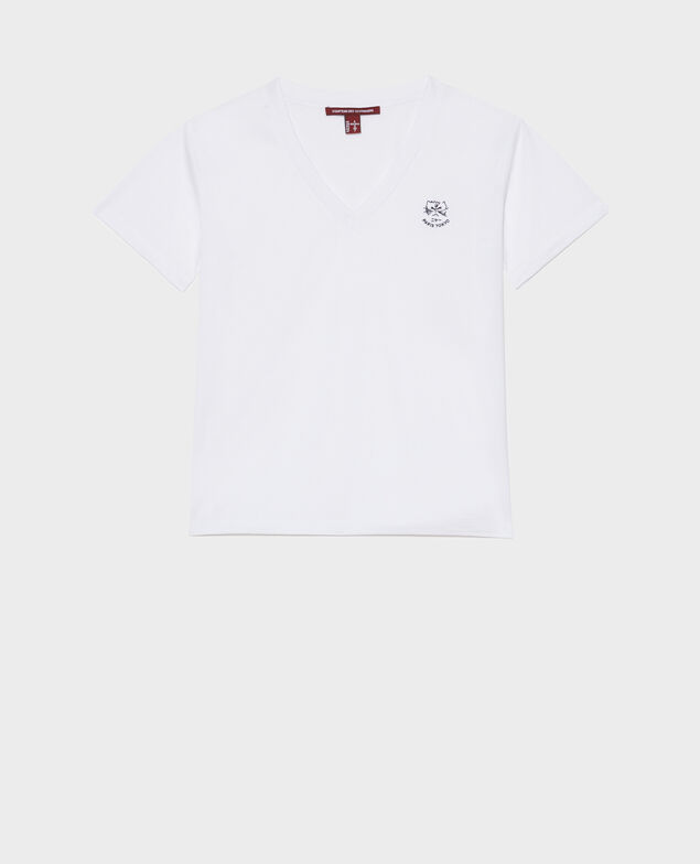 Embroidered cotton t-shirt Optical white