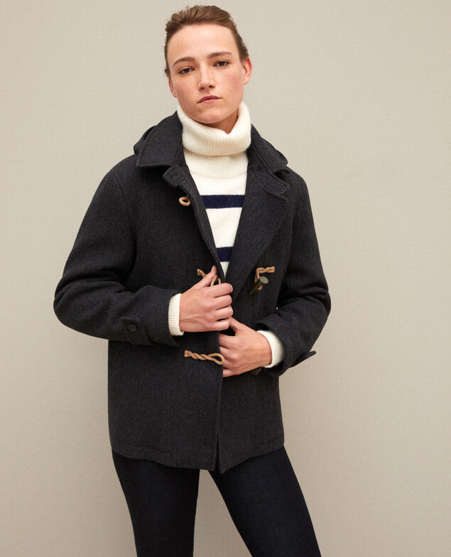Short duffle coat Dark heather grey
