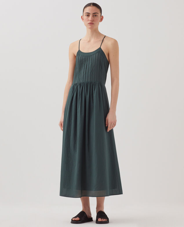 Cotton voile strappy maxi dress J590 spruce green