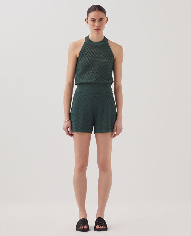Textured knit shorts J590 spruce green