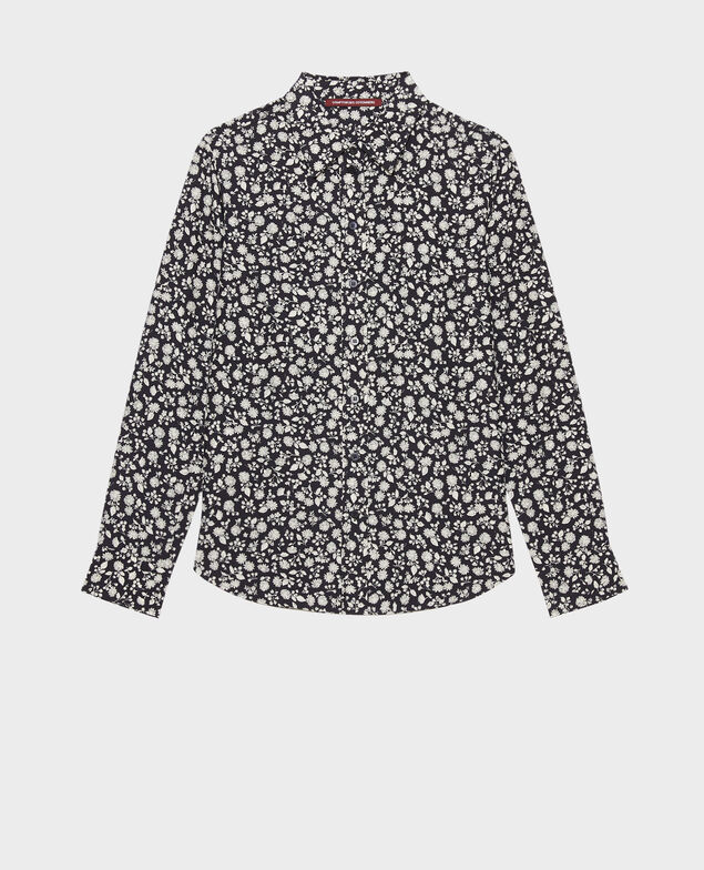 Silk blend shirt 96 print navy
