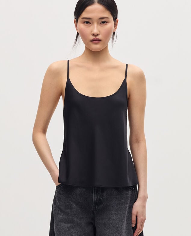 Silky top with spaghetti straps H091 black beauty