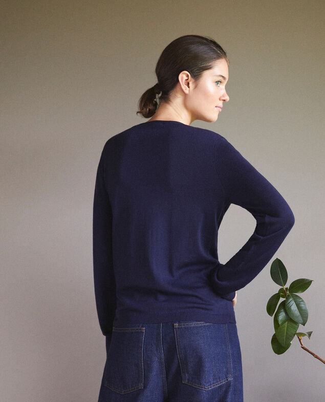 Trompe-l'œil cardigan-blouse Peacoat/off white