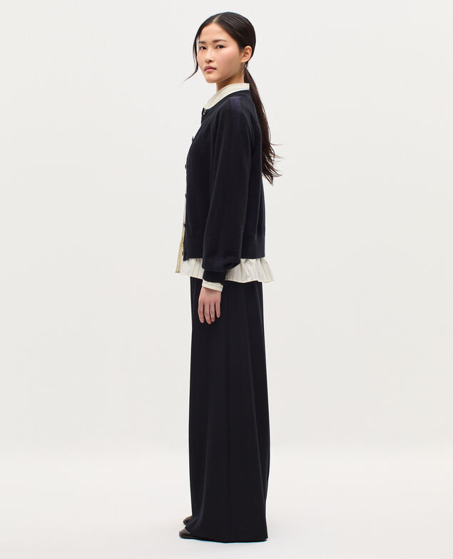 Round neck cashmere cardigan K090 black st navy