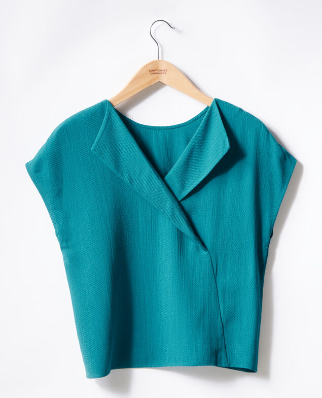 Top with low-cut back Pacific green