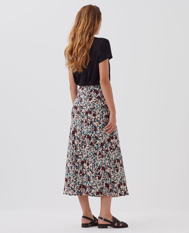 Silky midi skirt J751 leaf burgundy