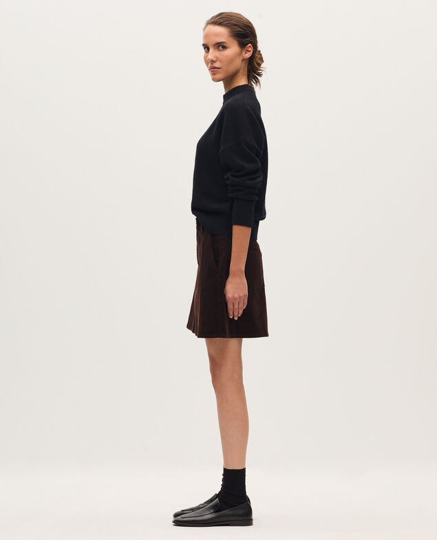 Corduroy mini skirt U380 dark brown
