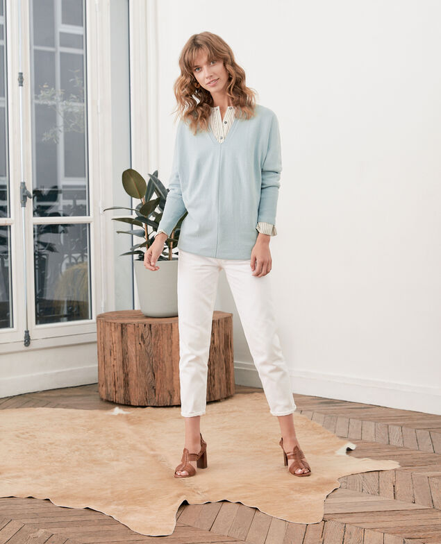 Oversize cotton and cashmere jumper Silver green