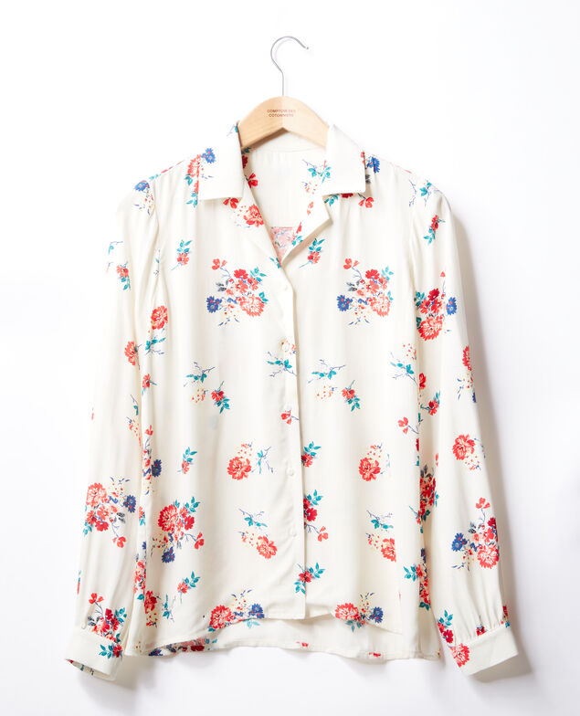 Shirt with pyjama-style collar White