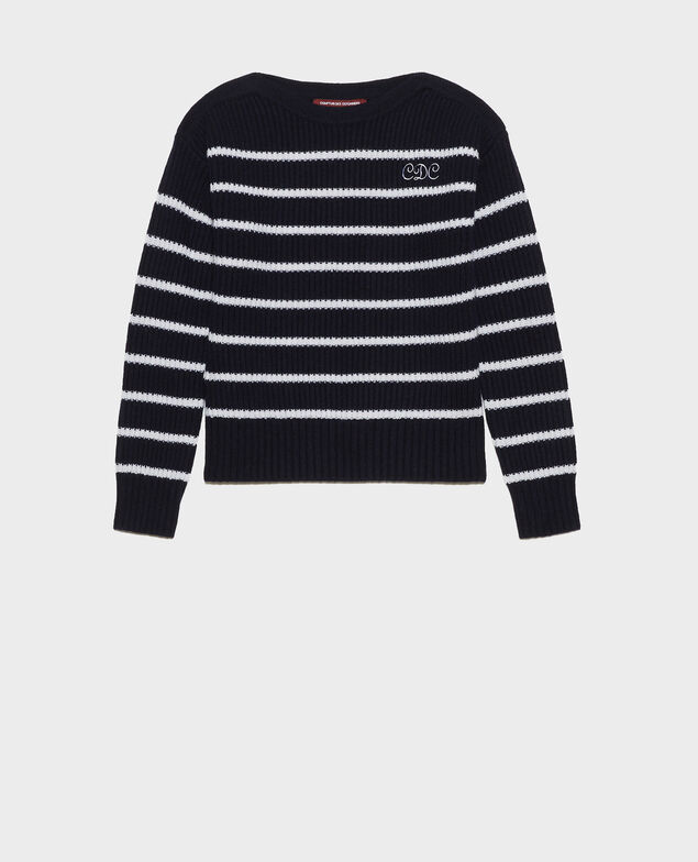 Boatneck striped wool jumper Str jetstream nt sky