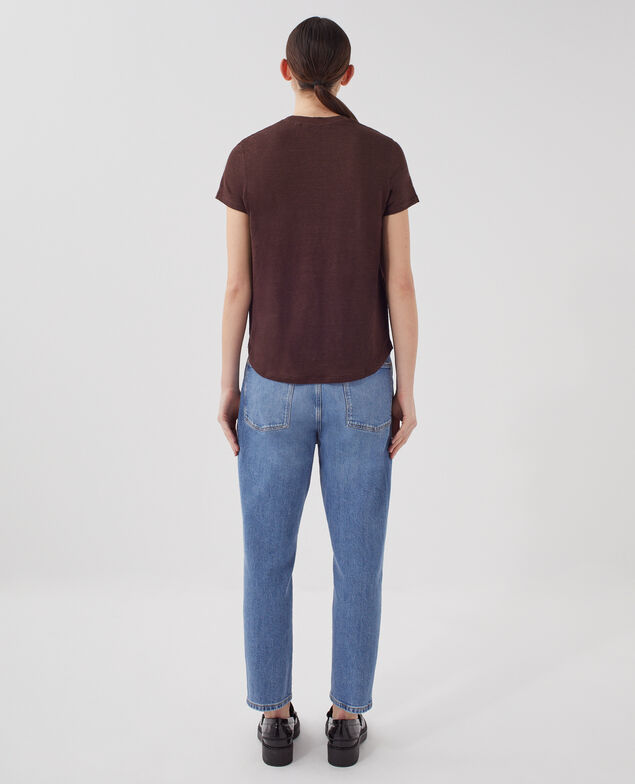 AMANDINE: linen round neck t-shirt U190 wine