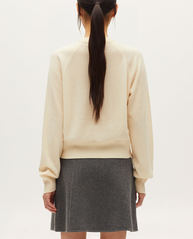 Round neck cashmere jumper K011 ecru st gray