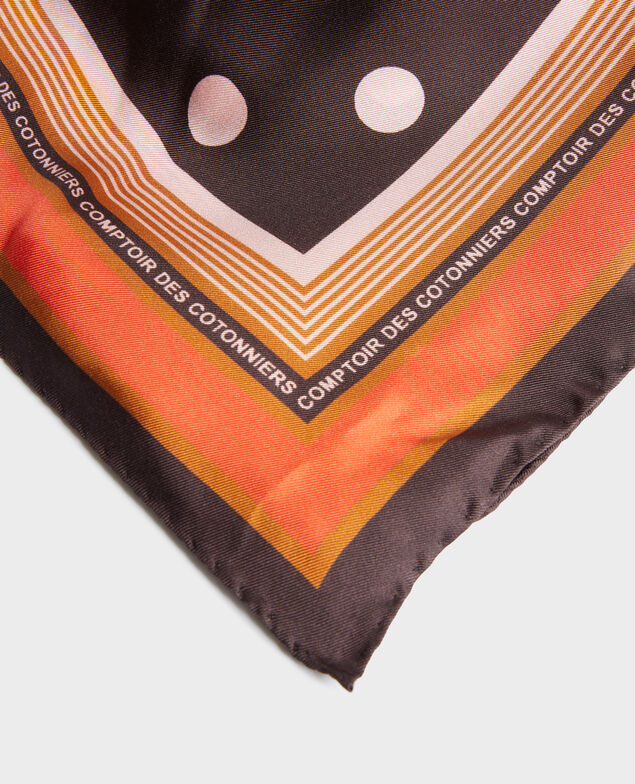Polka dot square silk foulard Black coffee
