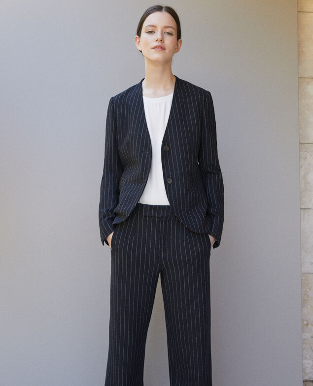 Collarless blazer Blue