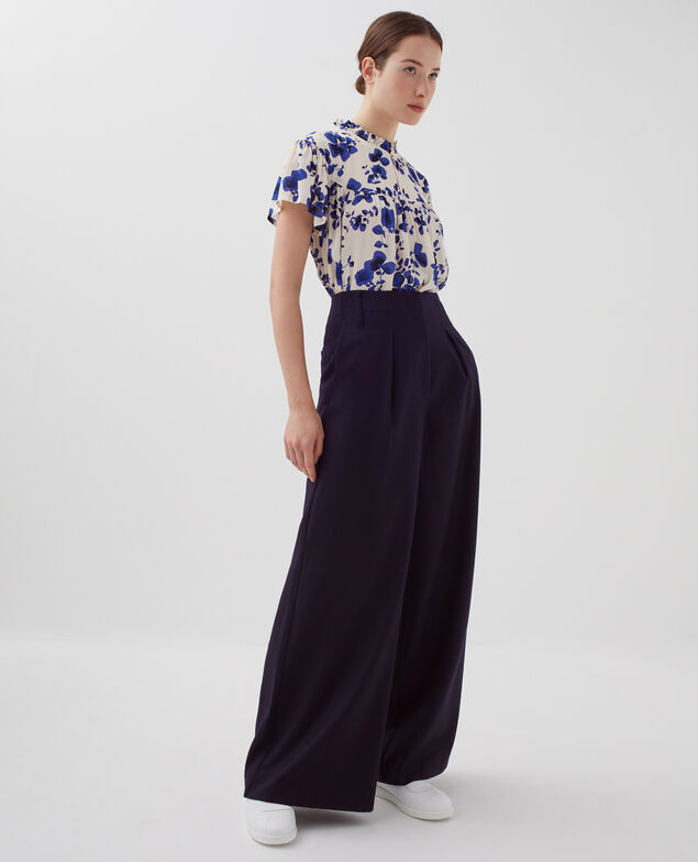 YVONNE - Pleated wide leg trousers H695 night sky
