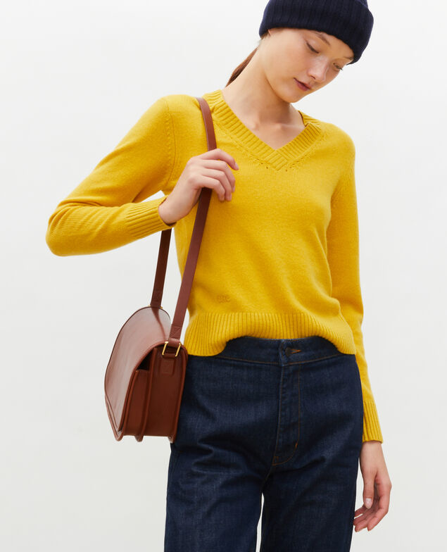 V-neck cashmere jumper Lemon curry