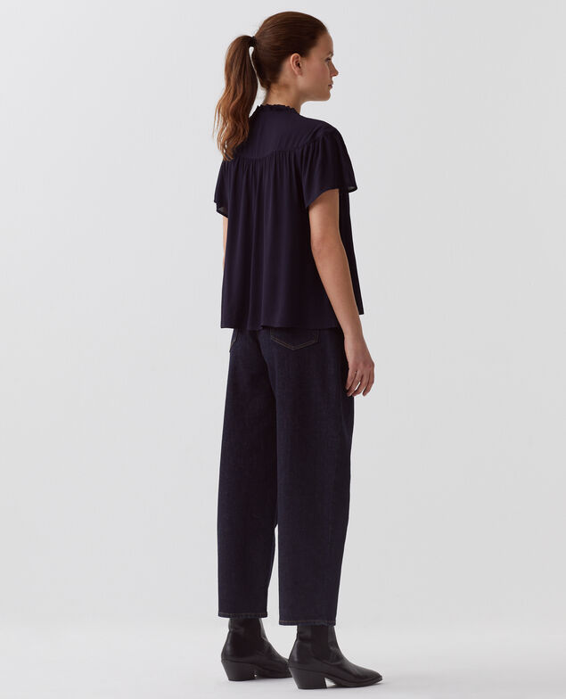 Short-sleeve Fluid blouse H695 night sky