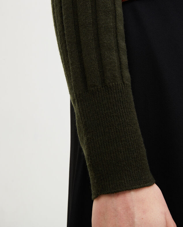  Ribbed merino wool turtleneck jumper Military green