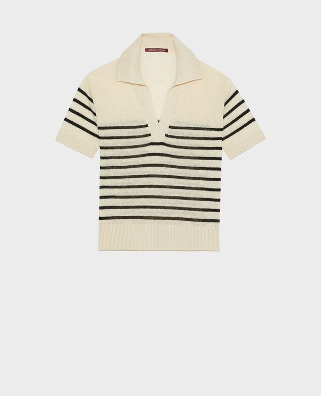 Short-sleeve linen polo shirt 7101c 102 stripes