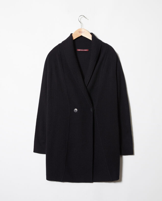 Double-breasted cardigan 100% cashmere Noir