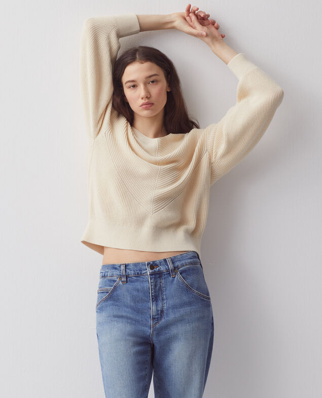 V-neck cotton jumper H304 albore