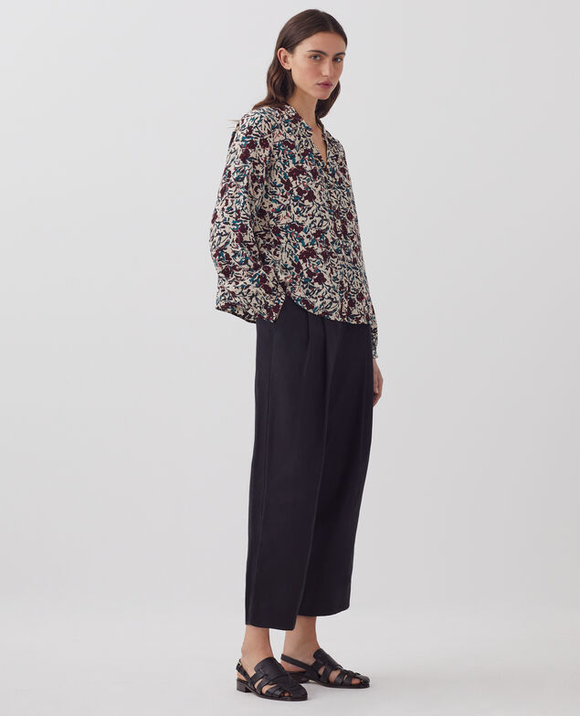 Silky long-sleeve shirt J751 leaf burgundy