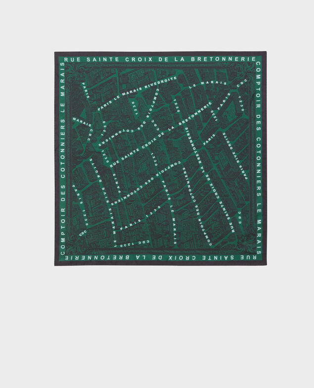 Square silk scarf Military green