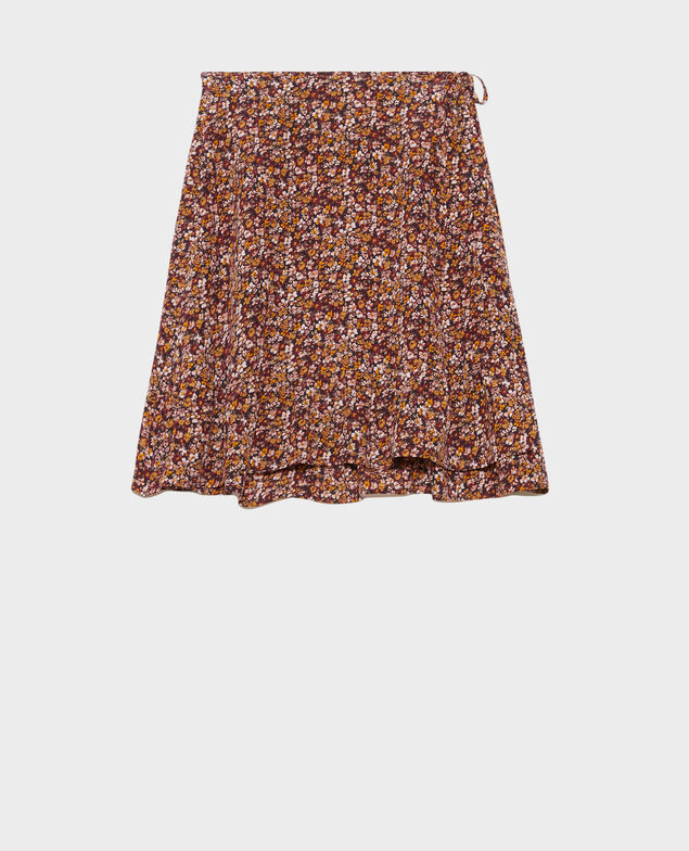 Silk wrap mini skirt Liberty cabernet